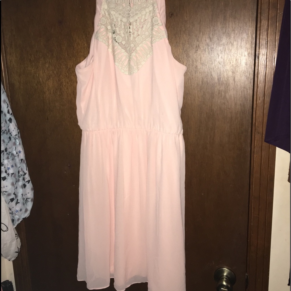 Blush Lace Halter Top Dress